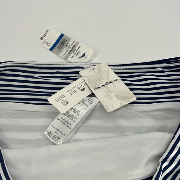 TOMMY BAHAMA Bathing Suit Bikini Bottom Blue White Stripe Full Coverage NWT’s XL - Picture 5 of 6